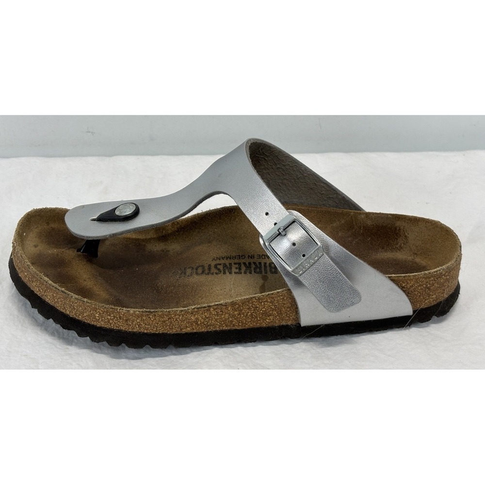 Birkenstock Gizah Silver Sandals Shoes Sz 40 US 9 Women's Slip On Thongs Comfort